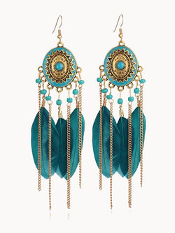 Bohemian Feather Turquoise Earrings